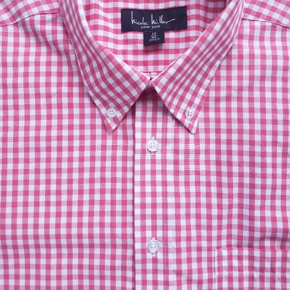 NICOLE MILLER Men's Short Sleeve Salmon Shirt - Picture 3 of 6